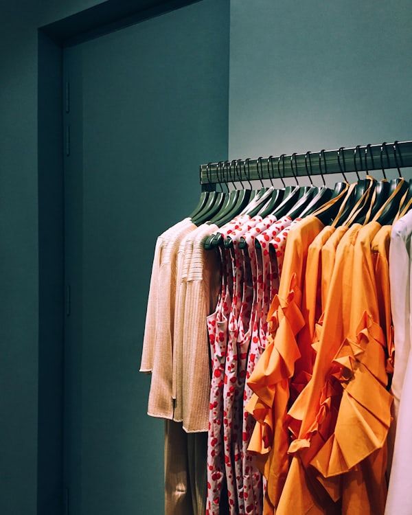 Colorful clothing rack with diverse styles and sizes