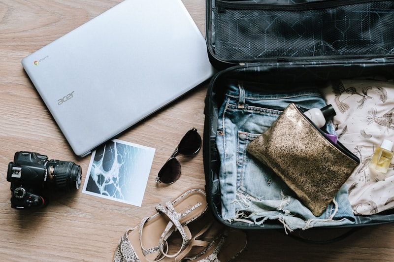 Organized travel accessories and packing essentials